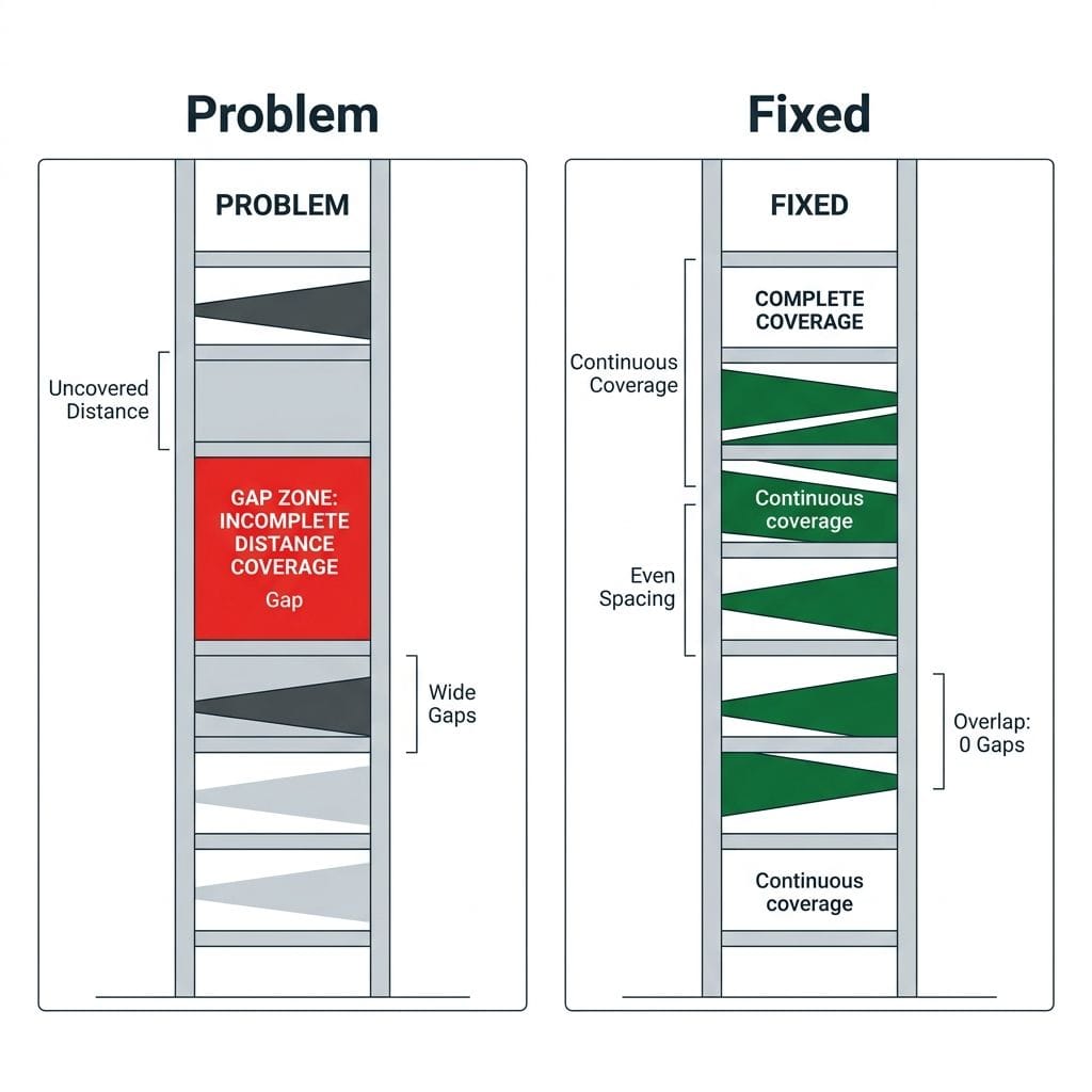 Diagram comparing 3-wedge and 4-wedge loft progressions showing scoring zone coverage gaps