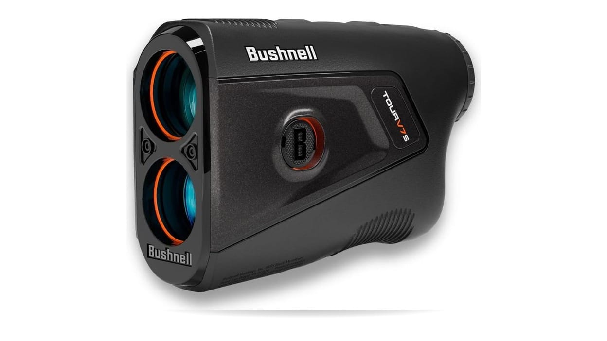 Bushnell Tour V7 Shift rangefinder, isolated product cutout on white with grounding shadow