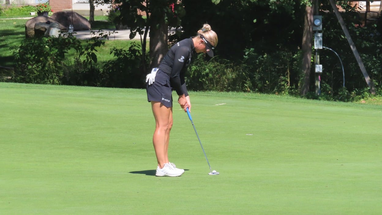 Charley Hull putts during a past LPGA event; the English player is a home favorite heading into the AIG Women's Open at Royal Lytham & St Annes.