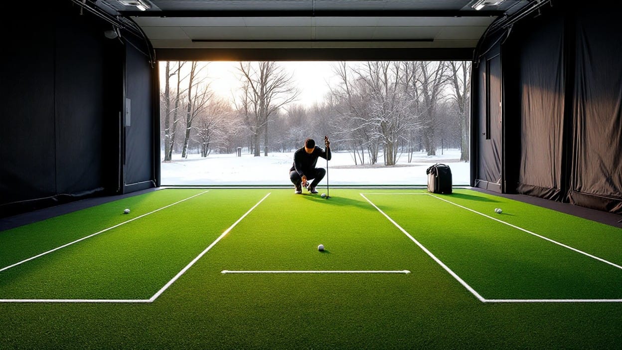 Golfer working through a structured off-season practice plan.