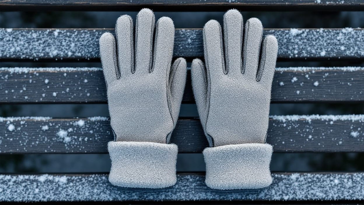 Five winter golf gloves laid out side by side for comparison